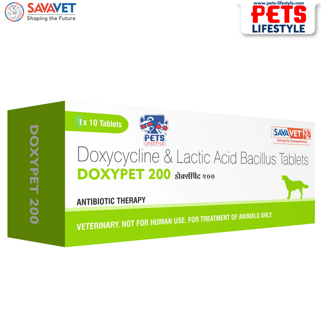 Savavet DOXYPET 200 (Doxycycline 200 mg) Tablet for Dogs and Cats (1 X 10 tablets)