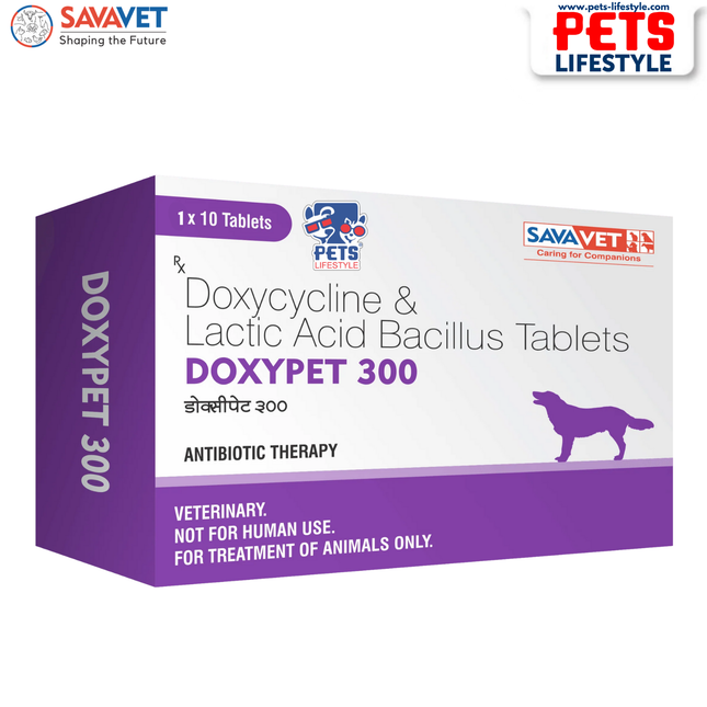 Savavet DOXYPET 300 (Doxycycline 300 mg) Tablet for Dogs and Cats (1 X 10 tablets)