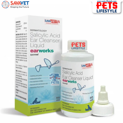 Savavet Earworks Ear Cleanser (Salicylic Acid) for Dogs & Cats