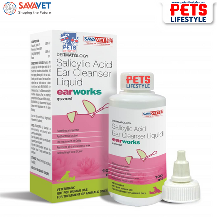 Savavet Earworks Ear Cleanser (Salicylic Acid) for Dogs & Cats