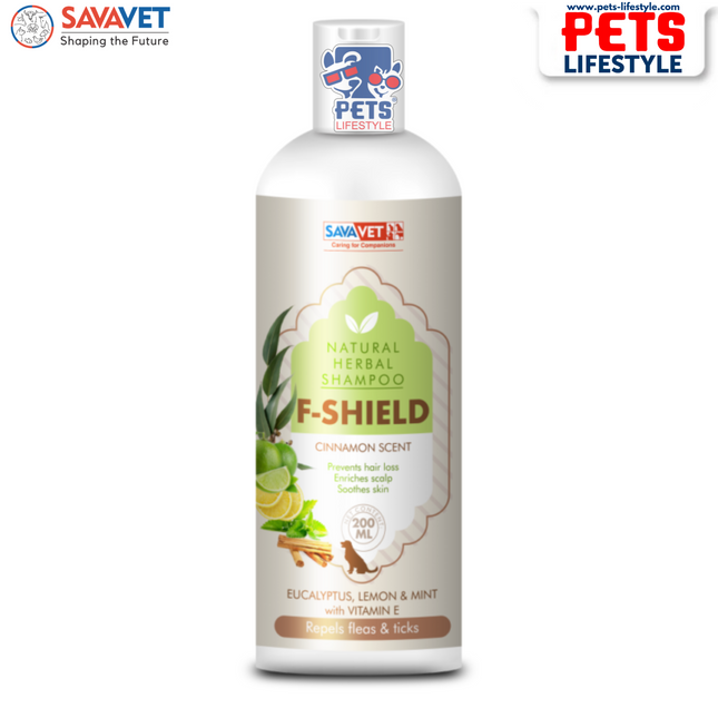 SAVAVET F-Shield Herbal Flea & Tick Repellent Shampoo for Dogs and Cats
