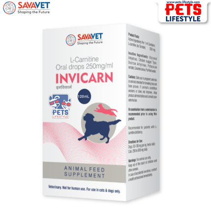 Savavet Invicarn (L Carnitine) for Dogs and Cats Immunosuppressant for Atopic Dermatitis & Immune-Mediated Disorders
