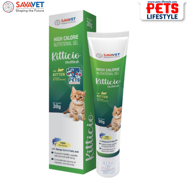 Savavet Kitticio Gel for Kittens High Calorie Nutritional Supplement (30g Tube)