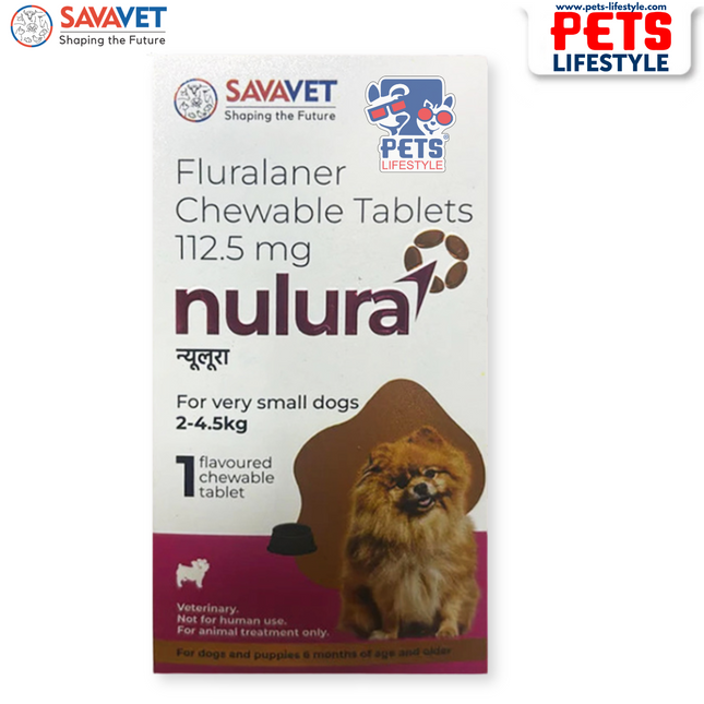 Nulura 112.5 mg Fluralaner Chewable Tablet for Dogs & Puppies (2 – 4.5 kg) – Flea & Tick Protection