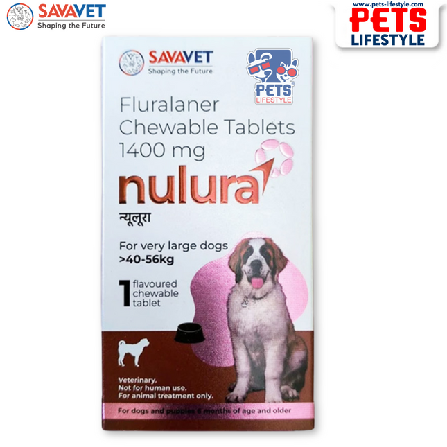 Nulura 1400 mg Fluralaner Chewable Tablet for Dogs (40 – 56 kg) – Flea & Tick Protection