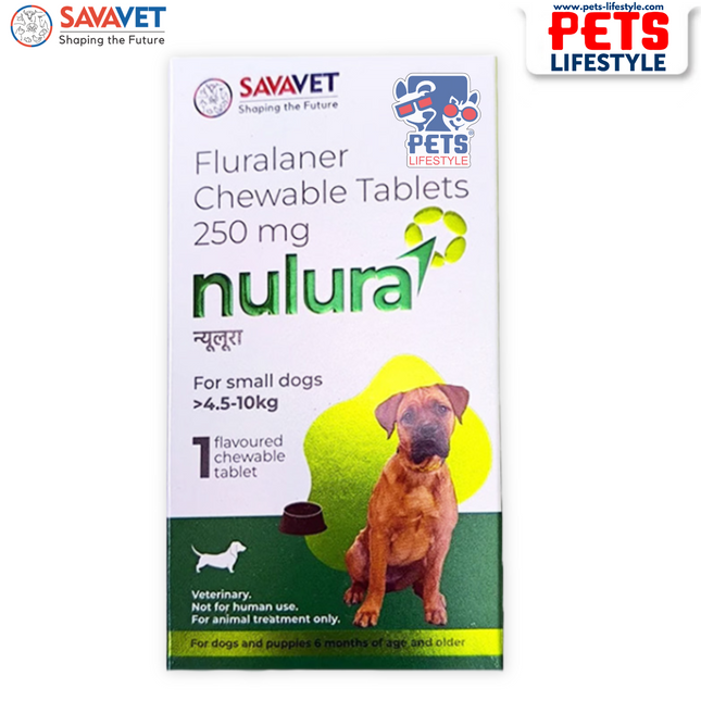 Nulura 250 mg Fluralaner Chewable Tablet for Dogs (4.5 – 10 kg) – Flea & Tick Protection