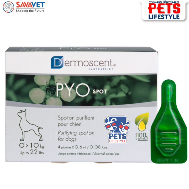 Savavet Dermoscent Pyospot Purifying Spot On for Dogs Between 10 to 20kg (1.2ml x 4 Pipette)