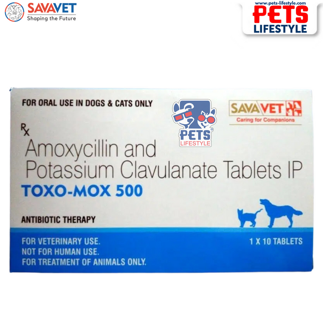 Savavet TOXO-MOX 500 (Amoxycillin & Cloxacillin) Tablets for Dogs & Cats (10 tablets)