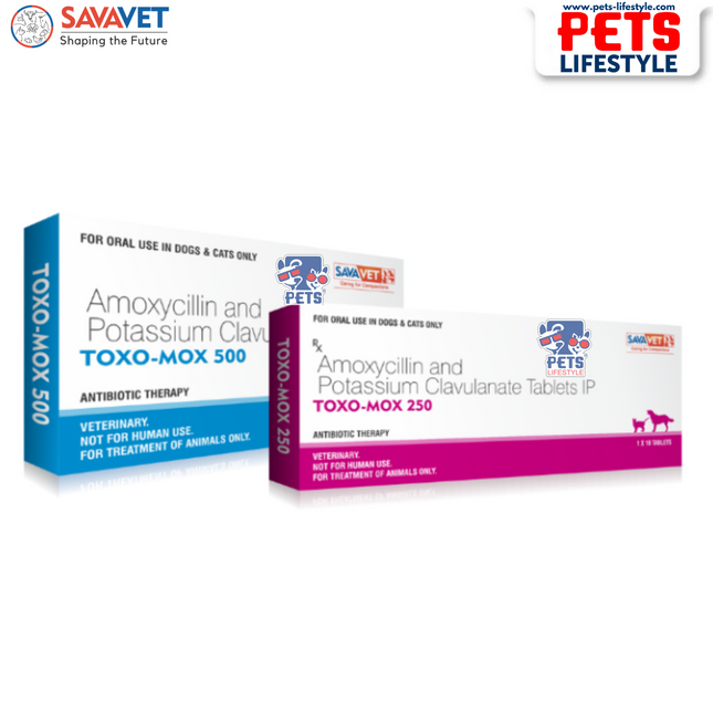 Savavet Toxo Mox (Amoxycillin & Cloxacillin) Tablets for Dogs & Cats (10 tablets)