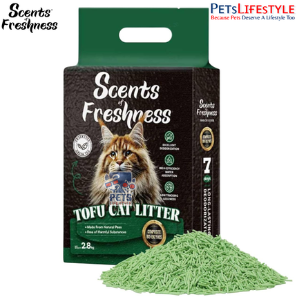 Scents of Freshness Premium Grade Tofu Cat Litter  Boldly Scented (Green Tea) 2.8kg