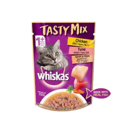 Whiskas Tasty Mix Chicken Tuna Carrot In Gravy Wet Cat Food – 70 gm