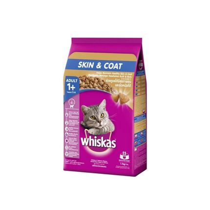 Whiskas Dry Cat Food for Adult Cats (1+ Years), For Healthy Skin & Coat