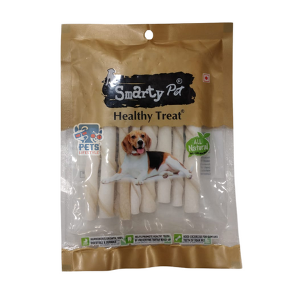 Smarty Pet Healthy White Twisted Stick Treat for Dogs - 10 in 1