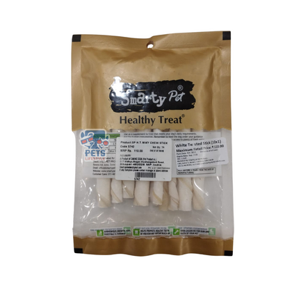 Smarty Pet Healthy White Twisted Stick Treat for Dogs - 10 in 1