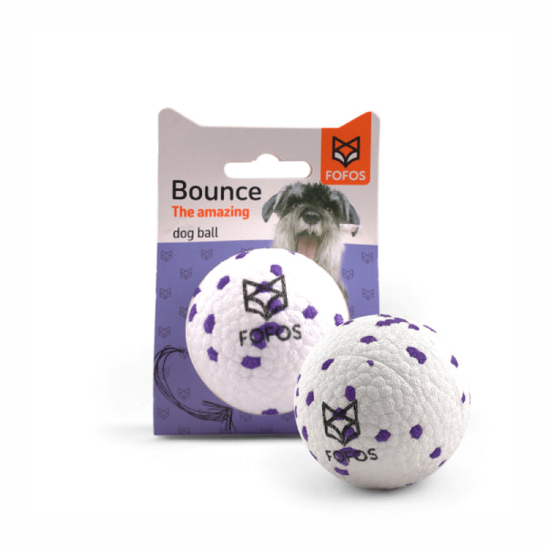 Barkbutler x Fofos Super Durable Bounce Dog Ball Toy – White and Purple – S