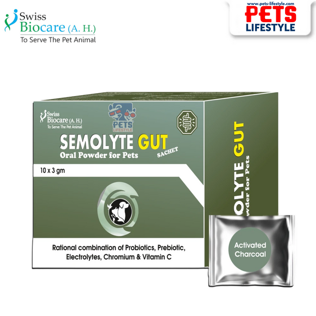 Semolyte Gut (oral powder) Electrolyte & Probiotic Support for Digestive Recovery in Pets (10x3 gm)