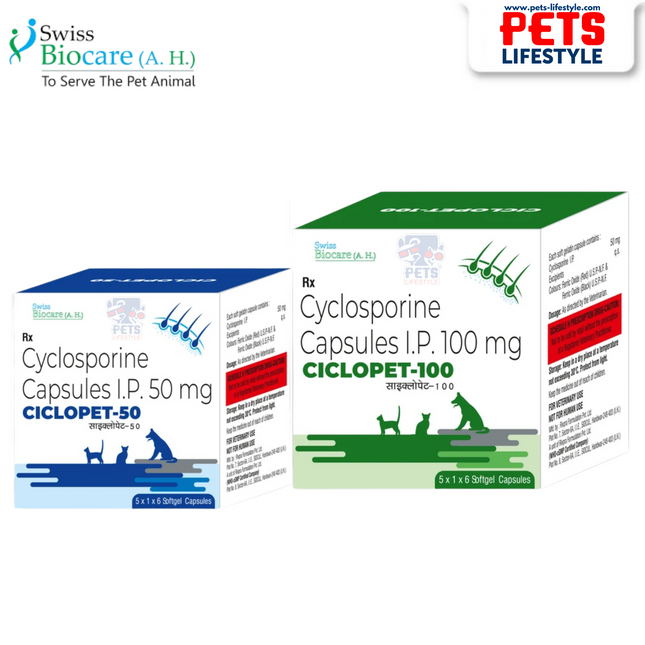 Ciclopet Soft Gelatin Capsules (50 mg / 100 mg) – Immune Modulator for Skin Allergies