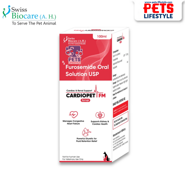 CARDIOPET FM Syrup  Furosemide Oral Solution for Fluid Overload, CHF & CKD in Pets (100 ml)