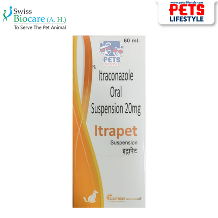 Itrapet Suspension  60 ml Itraconazole Antifungal for Fungal Infections in Pets