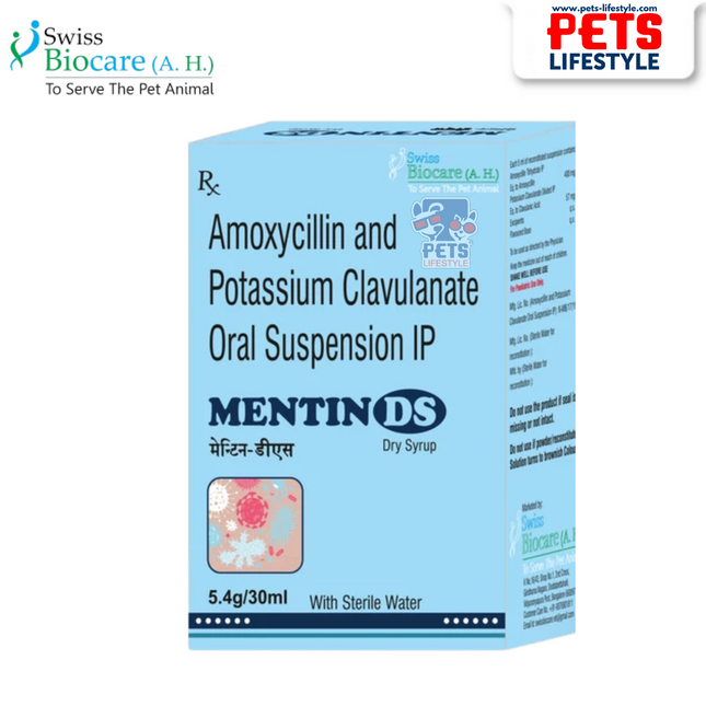 MENTIN-DUO (30ML) Antibiotic Syrup with Amoxicillin and Clavulanate for Dogs, Cats & Birds