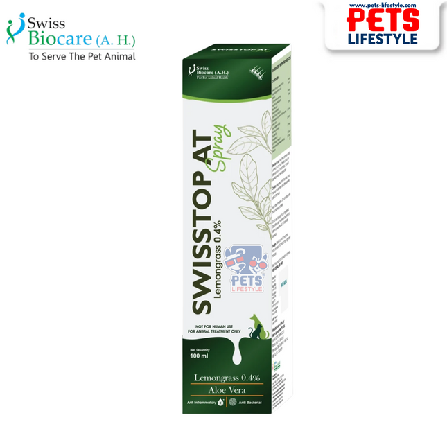 SWISSTOP AT Spray – Ayurvedic Anti-Itch & Skin Healing for Pets (100 ml)