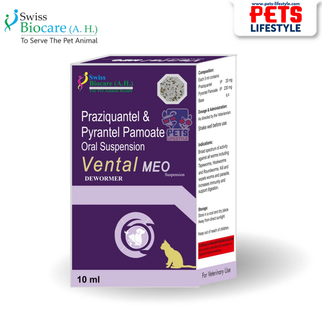 Vental MEO Oral Suspension  (10 ml) Broad-Spectrum Dewormer for Kittens & Cats