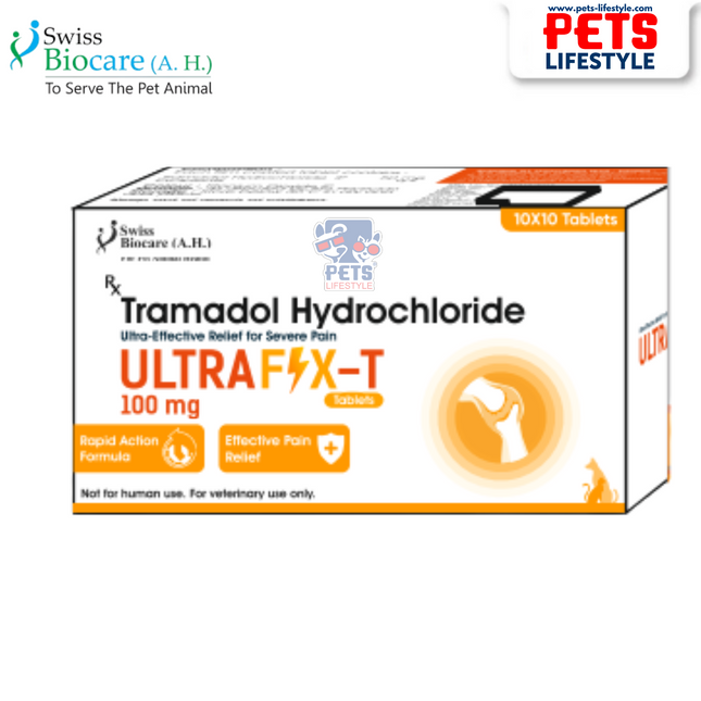 Ultrafix T Tablet – Tramadol Hydrochloride 100 mg for Pain Relief in Dogs & Cats
