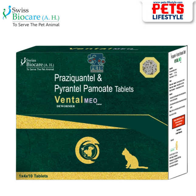 Vental MEO  Deworming Tablets| Praziquantel 20 mg + Pyrantel Pamoate 230 mg (1x4 Tab)