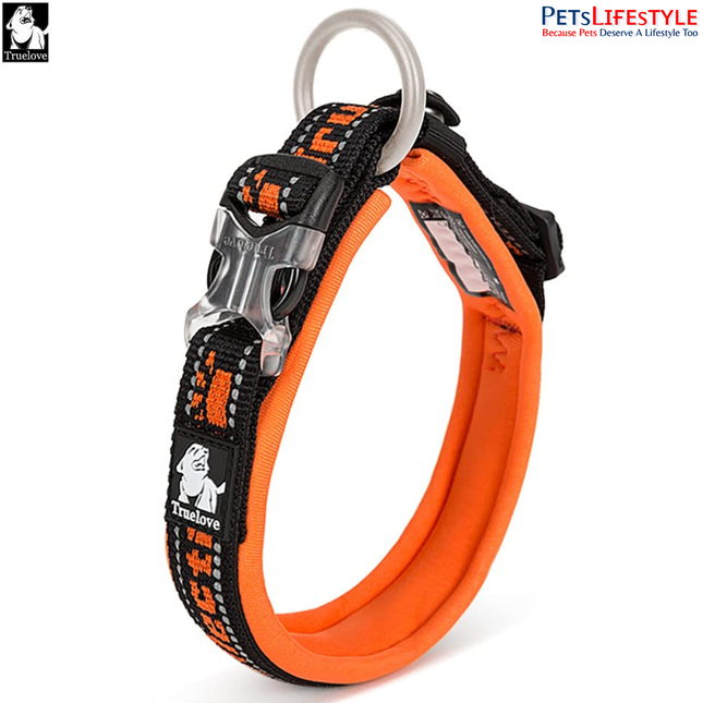 Truelove Reflective Padded Pet Collar – Black / Orange
