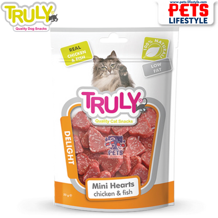 Truly Mini Hearts – Chicken & Fish Cat Snacks (50g)