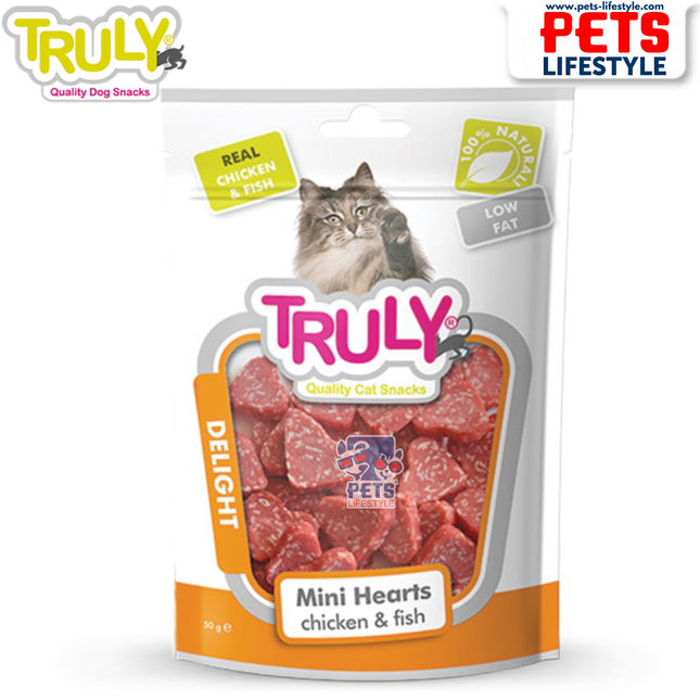 Truly Mini Hearts – Chicken & Fish Cat Snacks (50g)