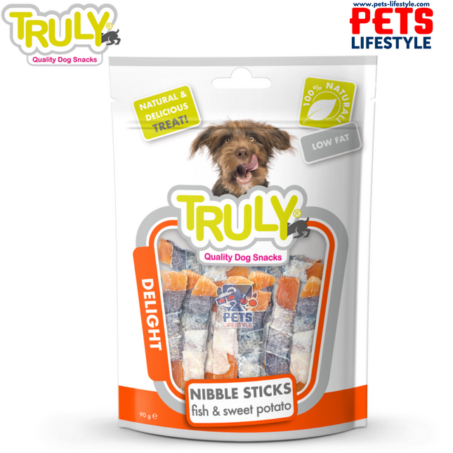 Truly Nibble Sticks – Fish Skin & Sweet Potato Dog Treats