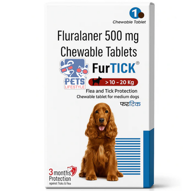 FurTICK 500 mg Chewable Tablet – Tick, Flea & Mite Protection for Dogs (10 – 20 kg)