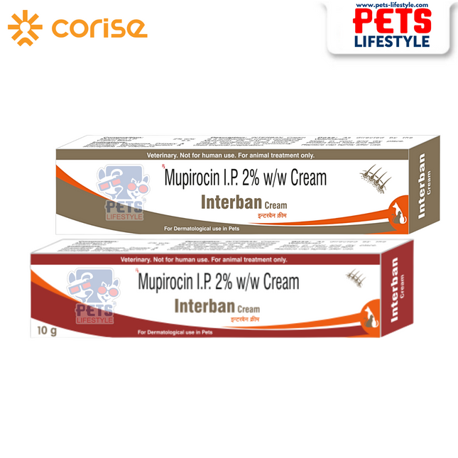Interban Ointment (Mupirocin 2%)  Fast Relief for Pet Wounds, Cuts & Infections (10gm / 20gm)
