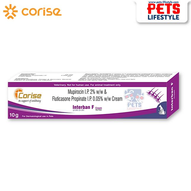 Interban F – Dual Action Cream for Bacterial Skin Infections & Inflammation in Dogs & Cats (20gm)
