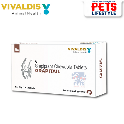 Vivaldis Grapitail  Grapiprant Chewable Tablets  Non-COX NSAID for All Stages of Canine Osteoarthritis (1x6 Tablets)