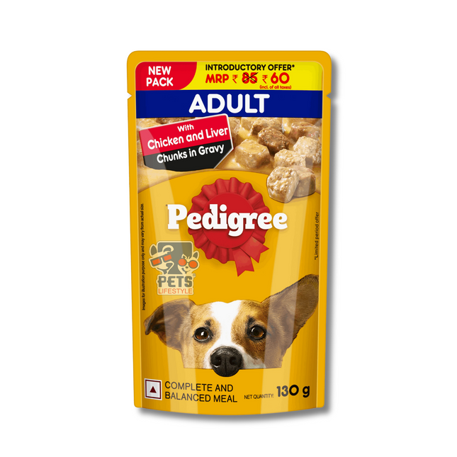 Pedigree Chicken and Liver Chunks in Gravy Adult Dog Wet Food (130g)