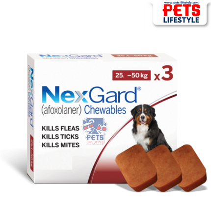 Nexgard Chewable Tablet | Kill Ticks | Fleas | Lice | 136mg | 25-50 kg Body Weight (1 Tab)
