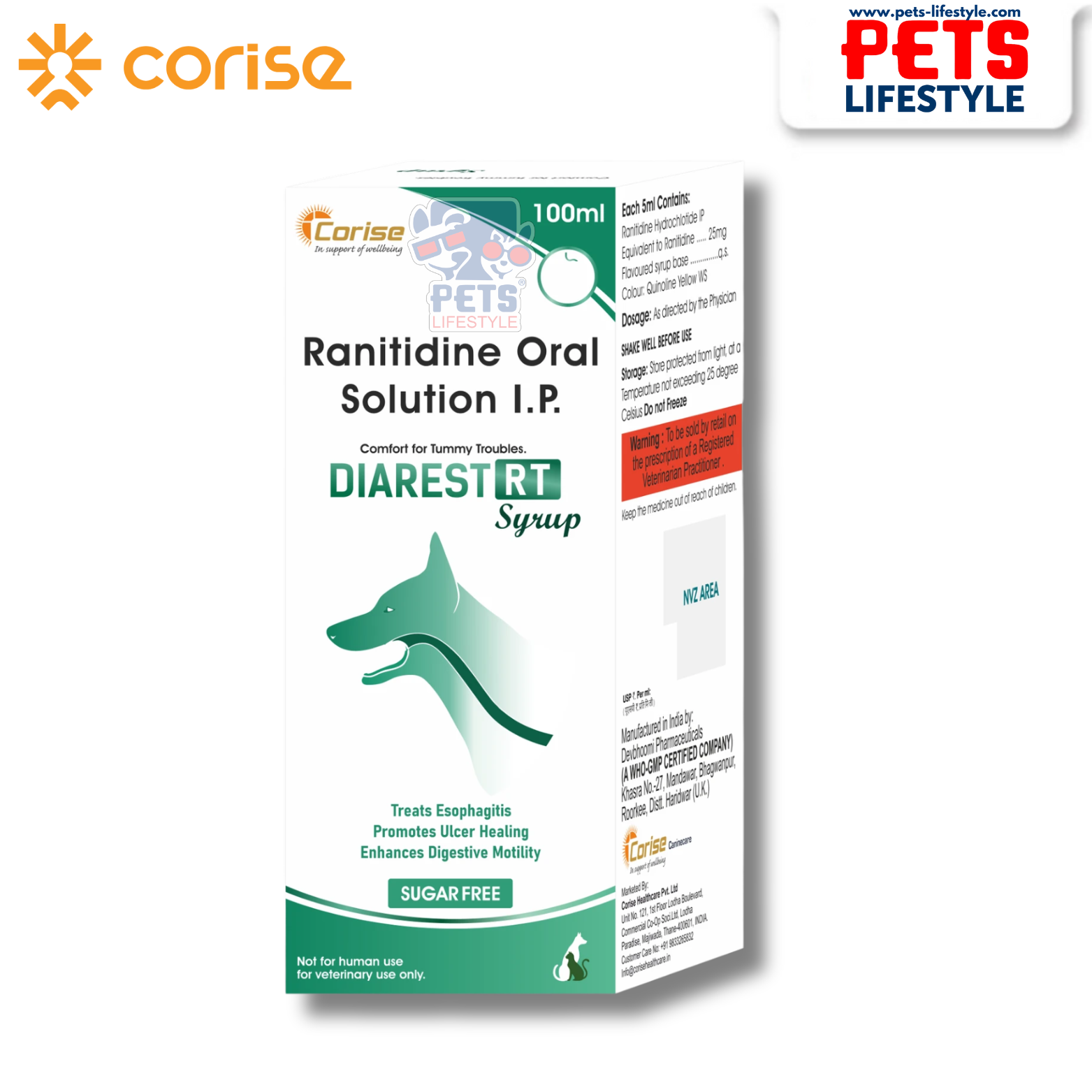 Diarest Corise Diarest RT – Ranitidine Oral | Vet Medicine India