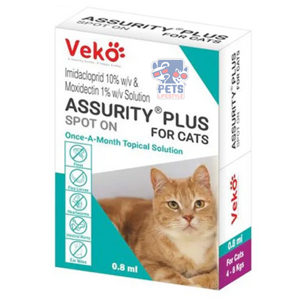 Veko Assurity Plus Spot-On for Cats Imidacloprid 10% w/v & Moxidectin 1% w/v ( Ecto- and Endo-Parasites Protection)
