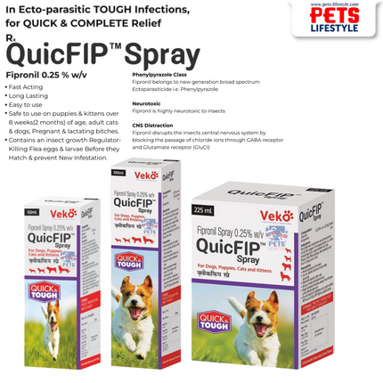 Veko QuicFIP Spray (Fipronil) for Dogs and Cats