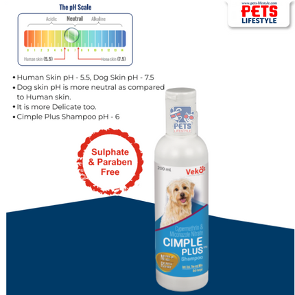 Veko Cimple Plus Shampoo – Neutral pH Base for Dogs (Fungal & Parasite  Control) 200ml