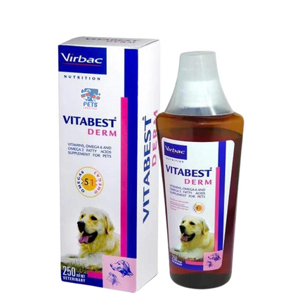 Virbac VITABEST DERM Oral Supplement for Dogs and Cats - 250ml