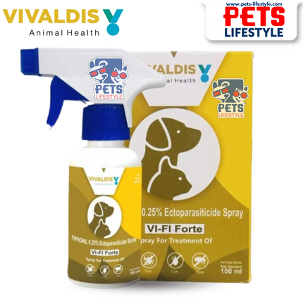 Vivaldis Vi-Fi Topical Fipronil Spray 0.25% – Fast-Acting Tick & Flea Control for Pets