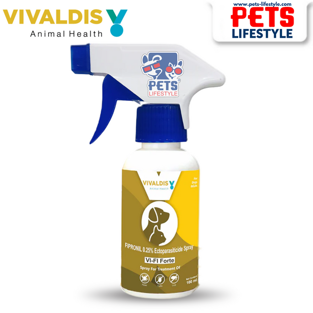 Vivaldis Vi-Fi Topical Fipronil Spray 0.25% – Fast-Acting Tick & Flea Control for Pets