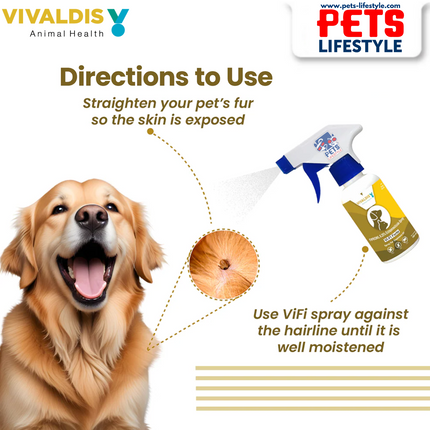 Vivaldis Vi-Fi Topical Fipronil Spray 0.25% – Fast-Acting Tick & Flea Control for Pets