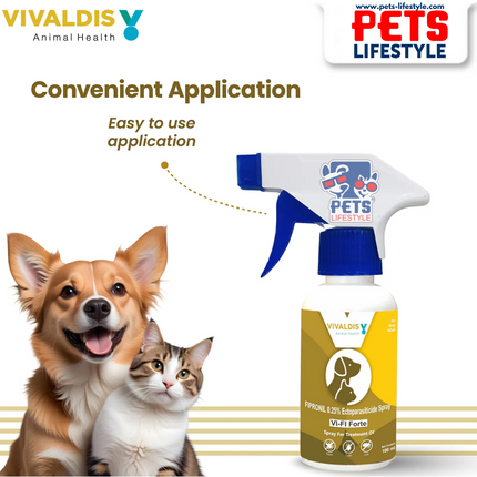 Vivaldis Vi-Fi Topical Fipronil Spray 0.25% – Fast-Acting Tick & Flea Control for Pets