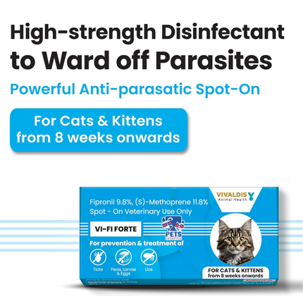 VIVALDIS VI-FI Forte Spot-On for Cats & Kittens – Anti-Flea & Tick Solution