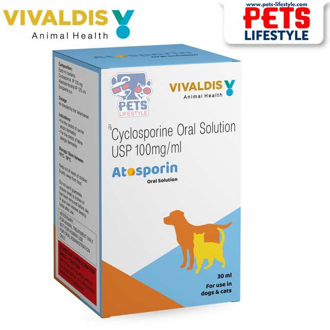 Vivaldis Atosporin (Cyclosporin) Oral Solution for Dogs & Cats (30ml)