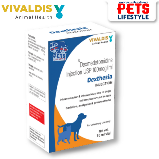 Vivaldis Dexthesia Injection – Dexmedetomidine 100 mcg/ml (10ml) | Sedation & Analgesia for Dogs & Cats